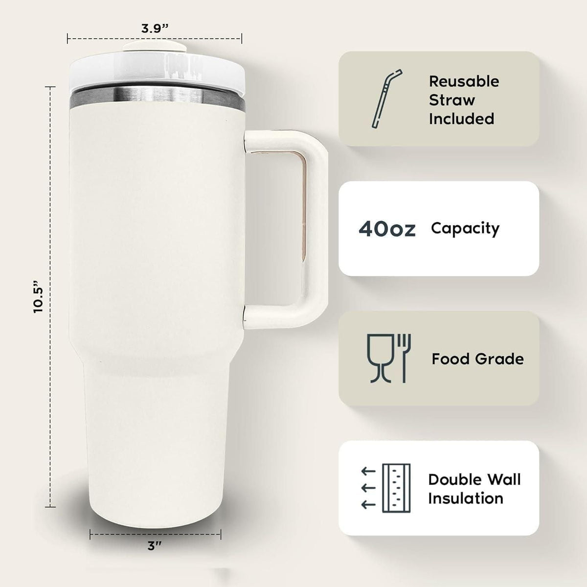 Stainless Steel Tumbler with Lid & Straw
