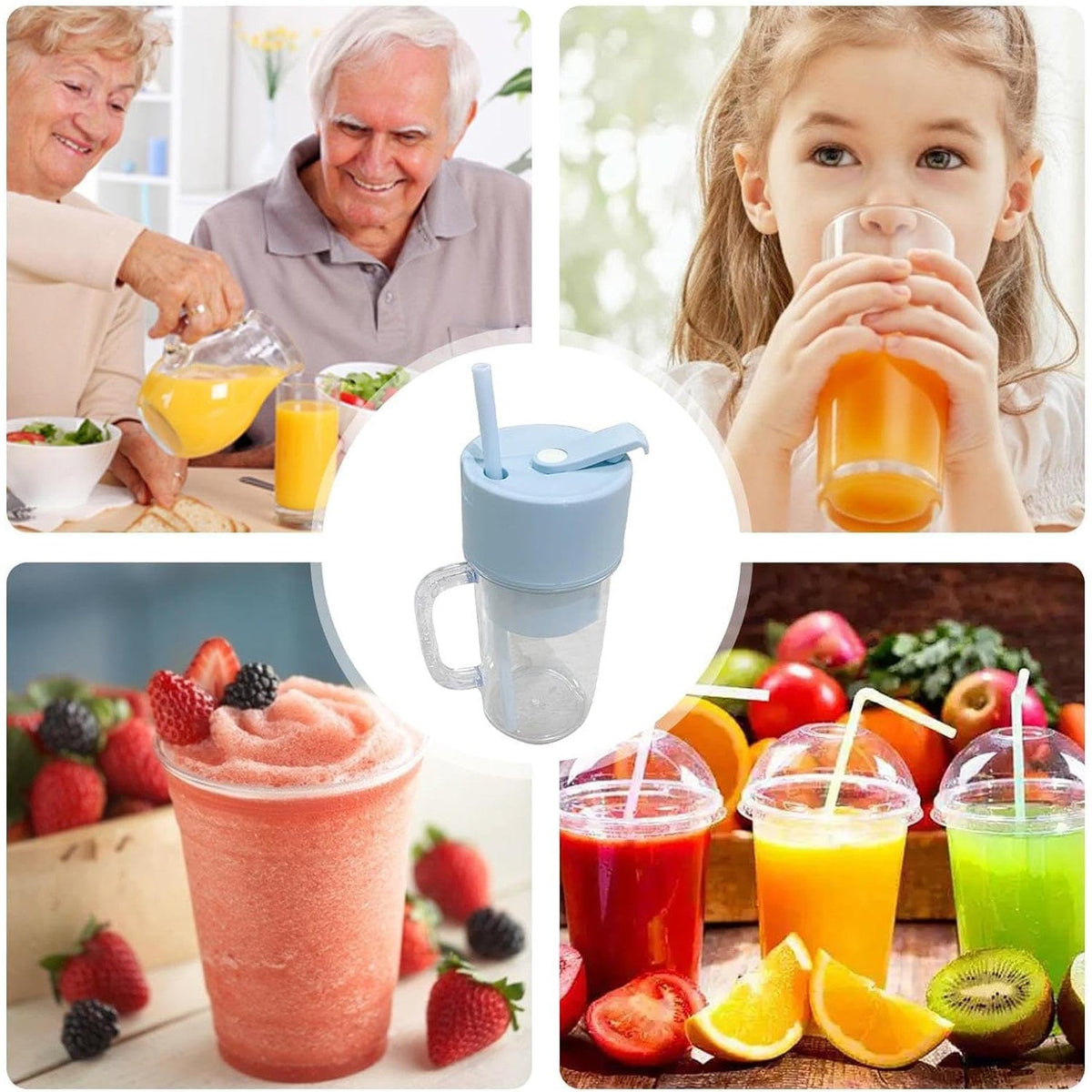 ZipPuree™ 2 In 1 Portable Crusher Juicer With Handle & Straw